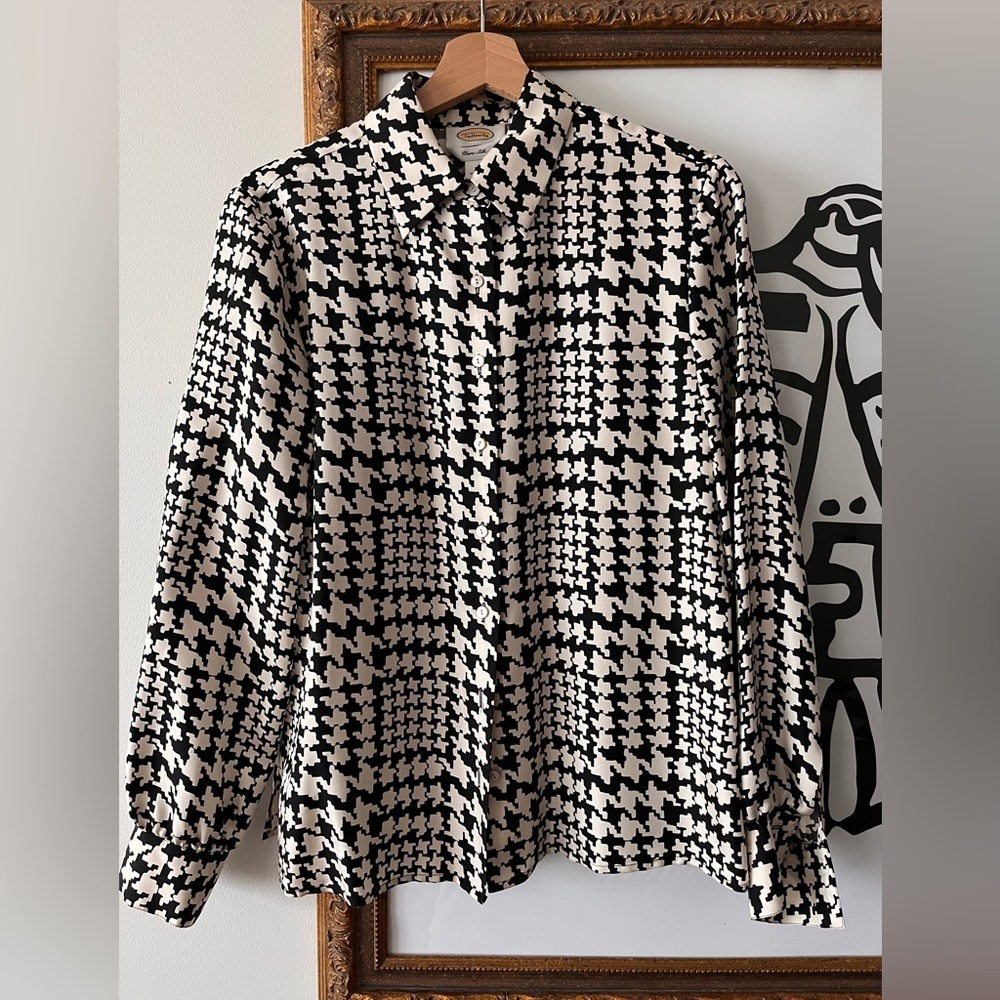 Silk Talbots Houndstooth Blouse